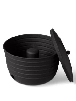 Matte Black Ribbed Hose Pot With Lid -Gardening Supplies 8611991 5868 tif