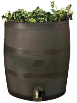 Round Rain Barrel With Planter, 35 Gallons 15 Round Rain Barrel With Planter, 35 Gallons -Gardening Supplies 8612856WALNT 01V tif