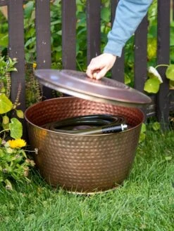 Hammered Copper Hose Pot With Lid -Gardening Supplies 8613311 0010