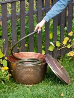 Hammered Copper Hose Pot With Lid -Gardening Supplies 8613311 0012